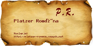 Platzer Romána névjegykártya